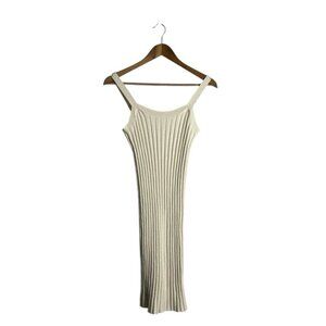 Happily Grey Women’s Cream Ribbed Sleeveless Bodycon Midi Dress